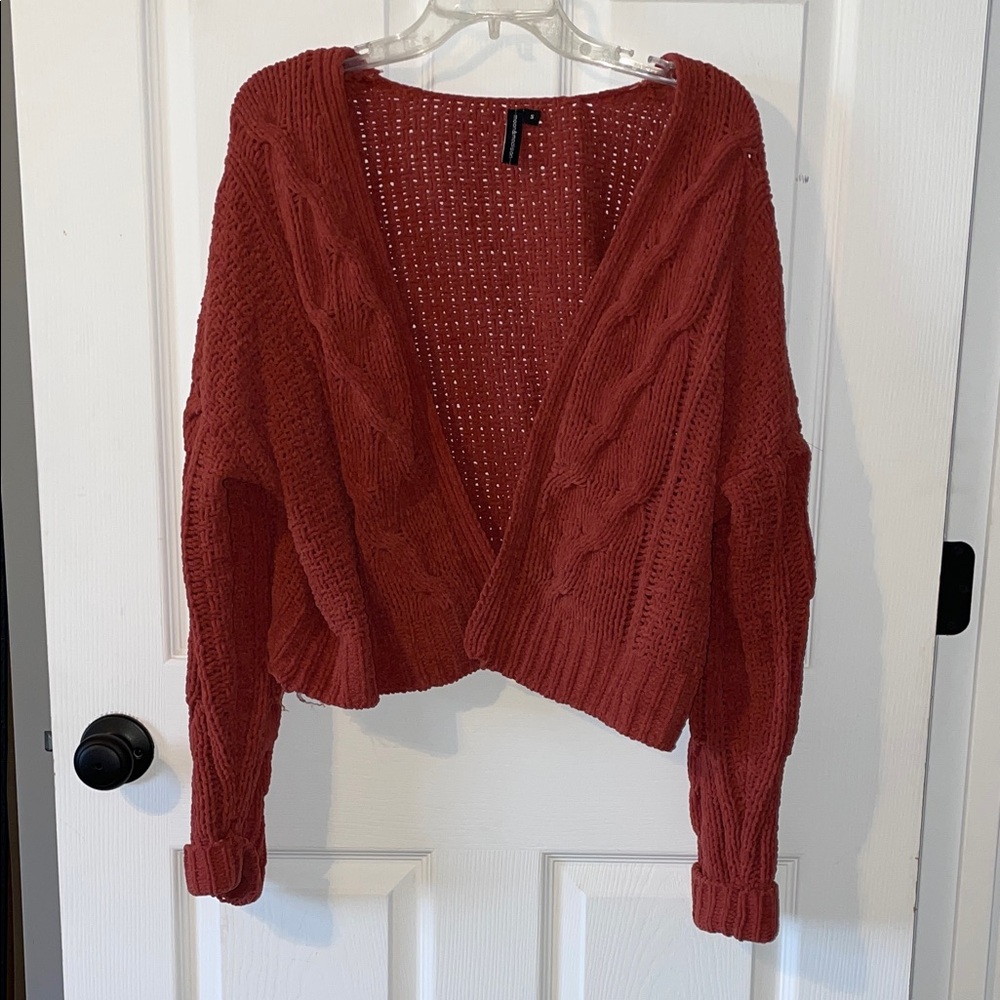 Cozy Rust Orange Cable Knit Sweater